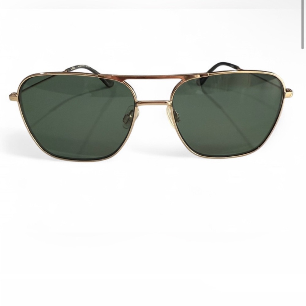 CADDIS Gold Aviator Sunglasses with Green Lenses